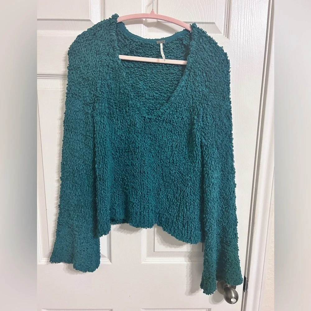 Free People, Sand Dune Sweater, Size Small in Teal